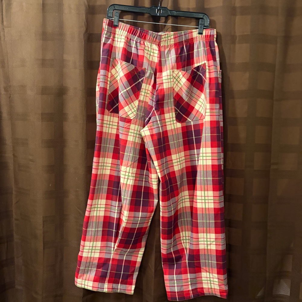 NWT Free People Nice Choice Pull-On Pant Wine combo lantern plaid Medium - Picture 7 of 11